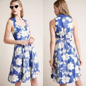 Anthropologie Camellia Collared Dress Retro Pinup